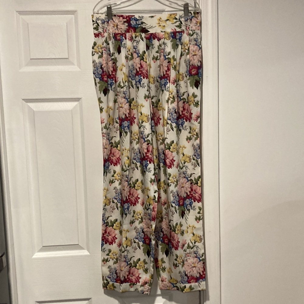 vintage Herman Geist high waisted floral pants 12